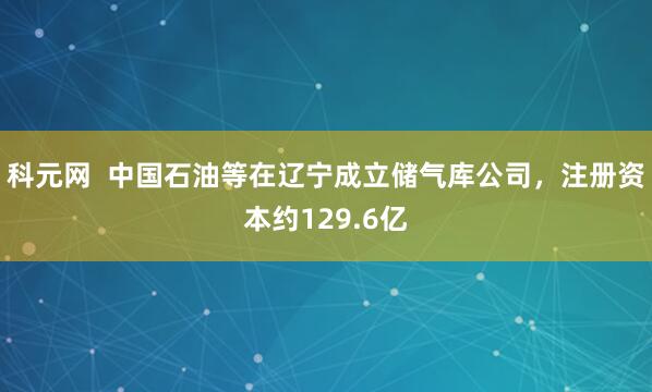 科元网  中国石油等在辽宁成立储气库公司，注册资本约129.6亿