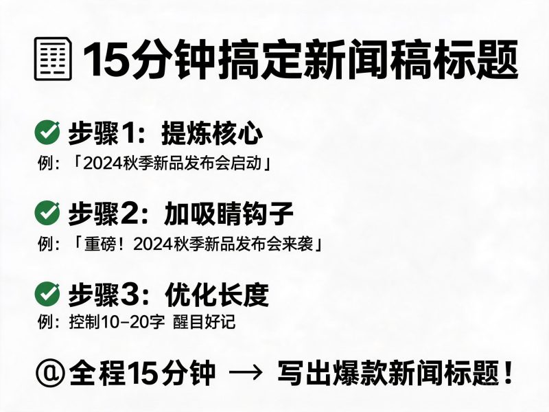 15分钟搞定新闻稿标题：10个拿来就用的公式 + 避坑清单（2026版）插图